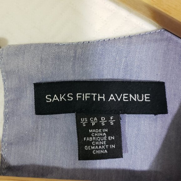 SAKS 5TH AVENUE Small Blue Cold Shoulder, Split Back, Round Neckline Top - Picture 4 of 11